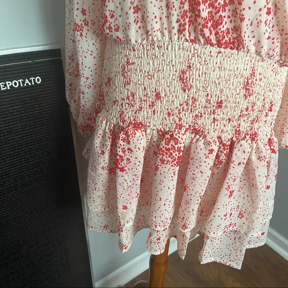 Princess Polly Red & White Ruched Altona Mini Dress Size 12 - Picture 6 of 9